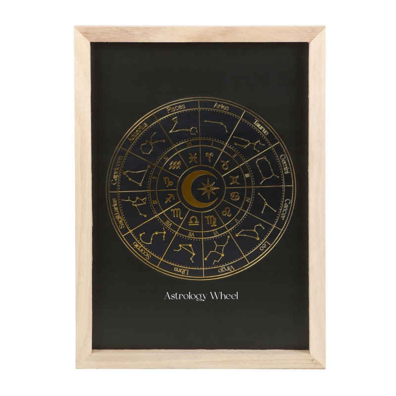 Gerahmter Wand-Kunstdruck „Schwarzes Astrologie-Rad“