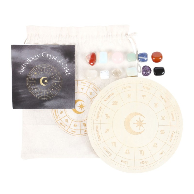 Conjunto de rejilla de cristal de rueda de astrología