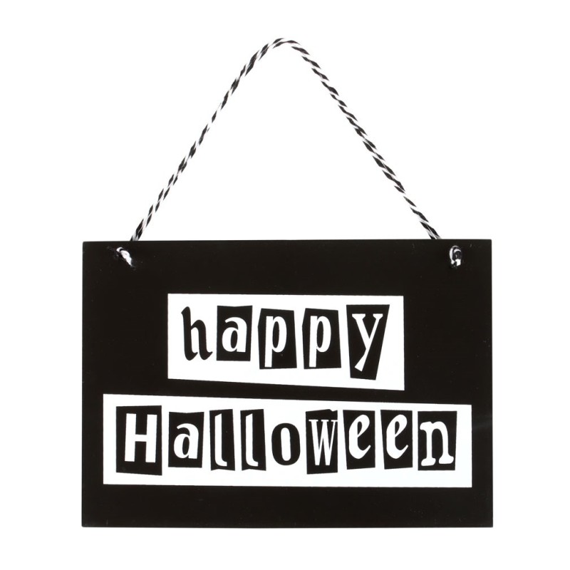 Schwarz-weißes „Happy Halloween“-Hängeschild