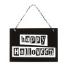 Black and White Happy Halloween Hanging Sign