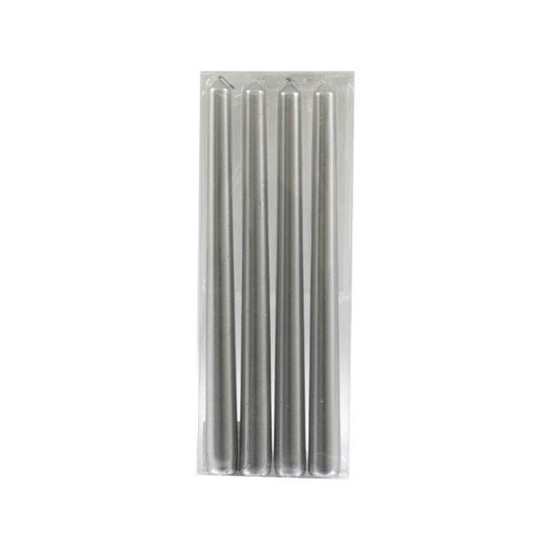 Set of 4 Silver Taper Candles