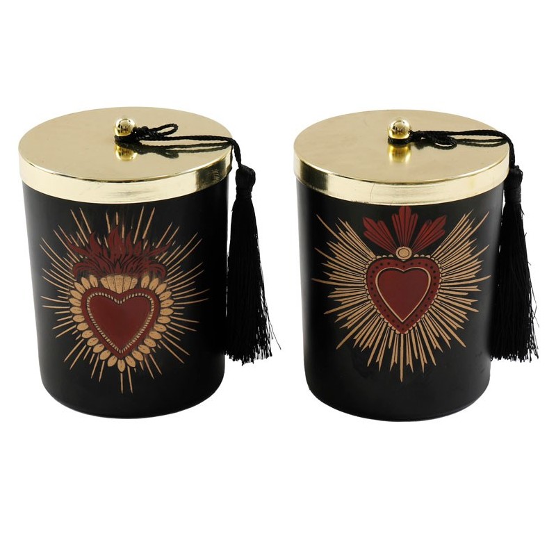 10cm Sacred Heart Candle with Gold Lid