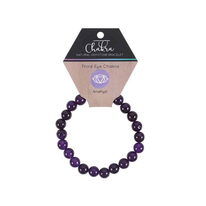 Pulsera de piedras preciosas de amatista del chakra del tercer ojo