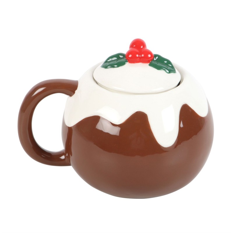 Taza con forma de pudín navideño