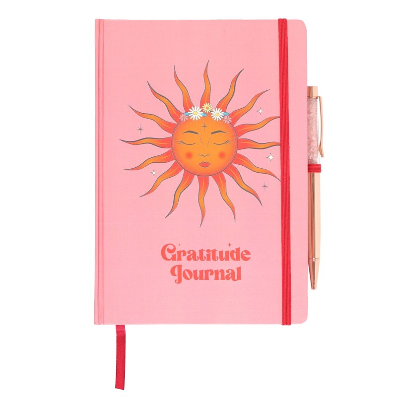 The Sun Gratitude Journal con bolígrafo de cuarzo rosa