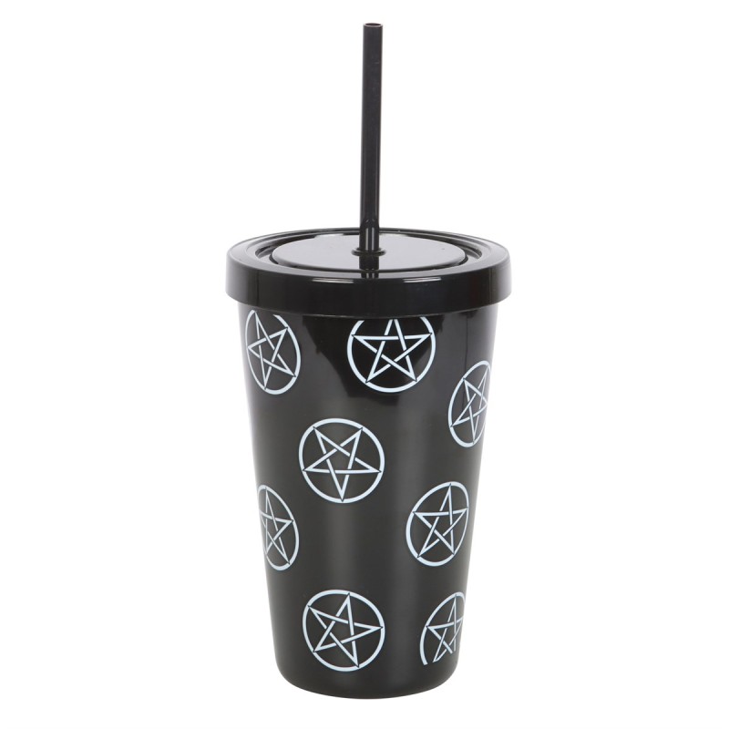 Vaso de plástico Pentagrama con pajita