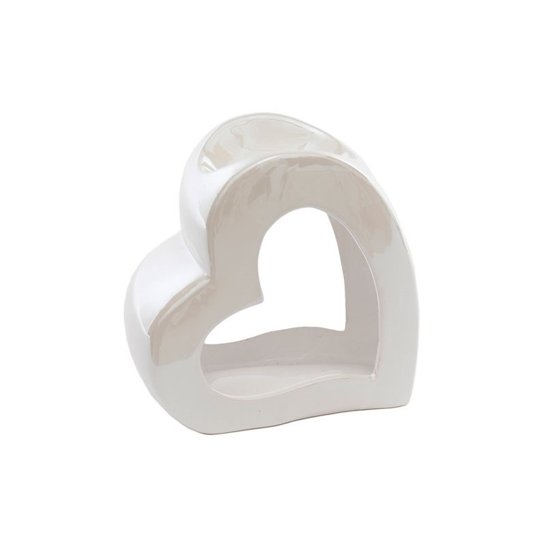 13cm White Heart Oil and Wax Burner