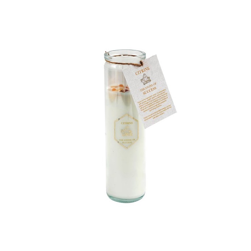 Summer Garden Tube Candle with Yellow Citrine Crystals