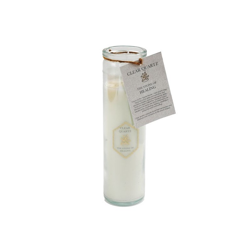 Fresh Linen Tube Candle with Clear Quartz Crystals