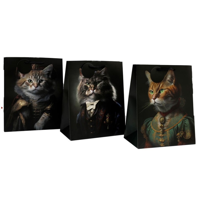 Bolsa de regalo con retrato de cabeza de gato grande de 33 cm