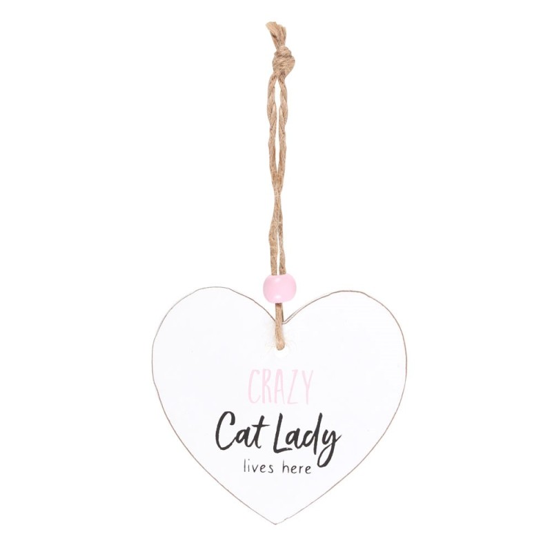 Hängendes Herz-Sentiment-Schild „Crazy Cat Lady“