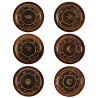 Mango Wood Round Plate Incense Holder with Brass Inlay