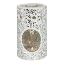 Silver Pillar Crackle Glass...