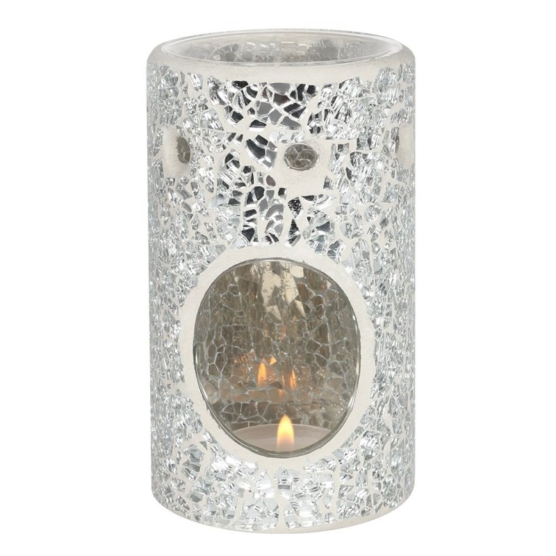 Ölbrenner „Silver Pillar“ aus Crackle-Glas