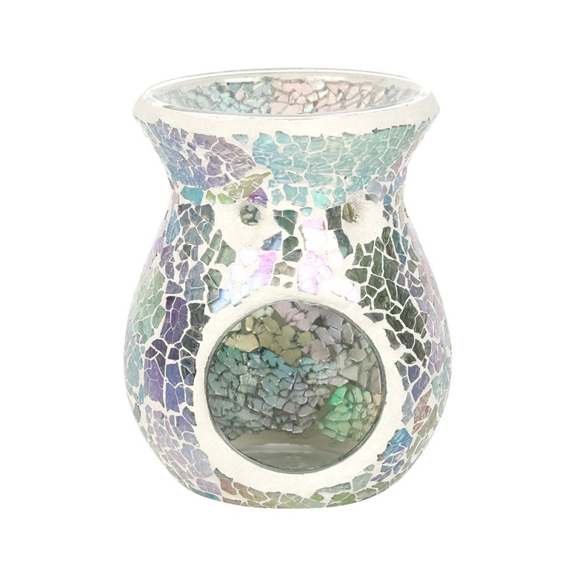 Small Light Blue Iridescent Crackle Oil Burner