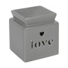 Quemador de aceite con recortes Love gris