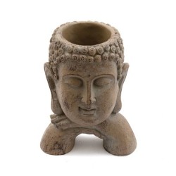 17 cm grauer Buddha-Pflanztopf