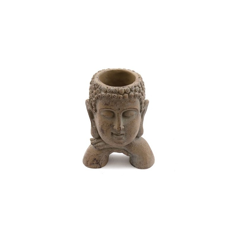 17 cm grauer Buddha-Pflanztopf