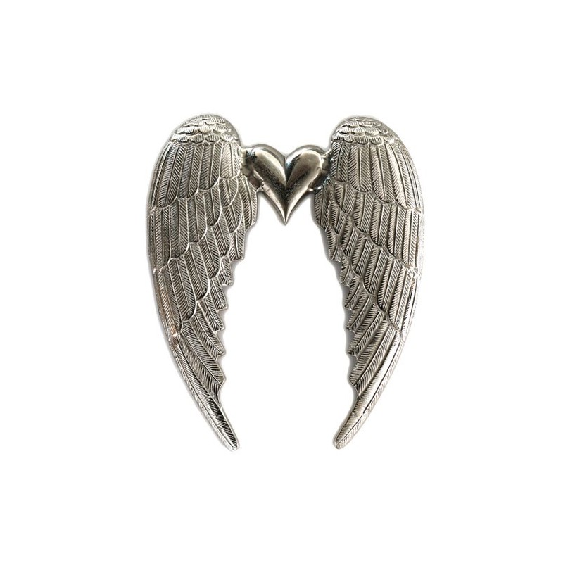 46x37cm Silver Wings with Heart Decoration