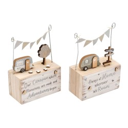 Wooden Caravan and Bunting...