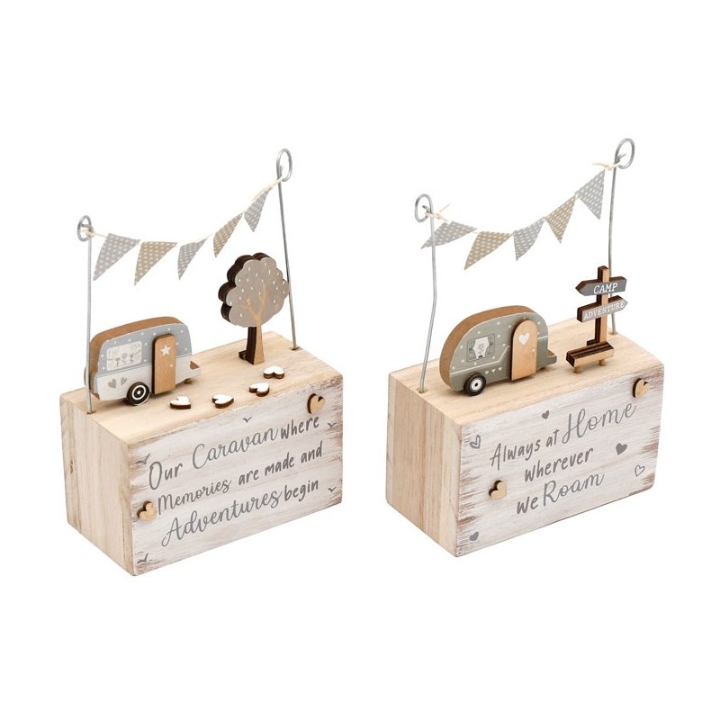 Wooden Caravan and Bunting Ornament