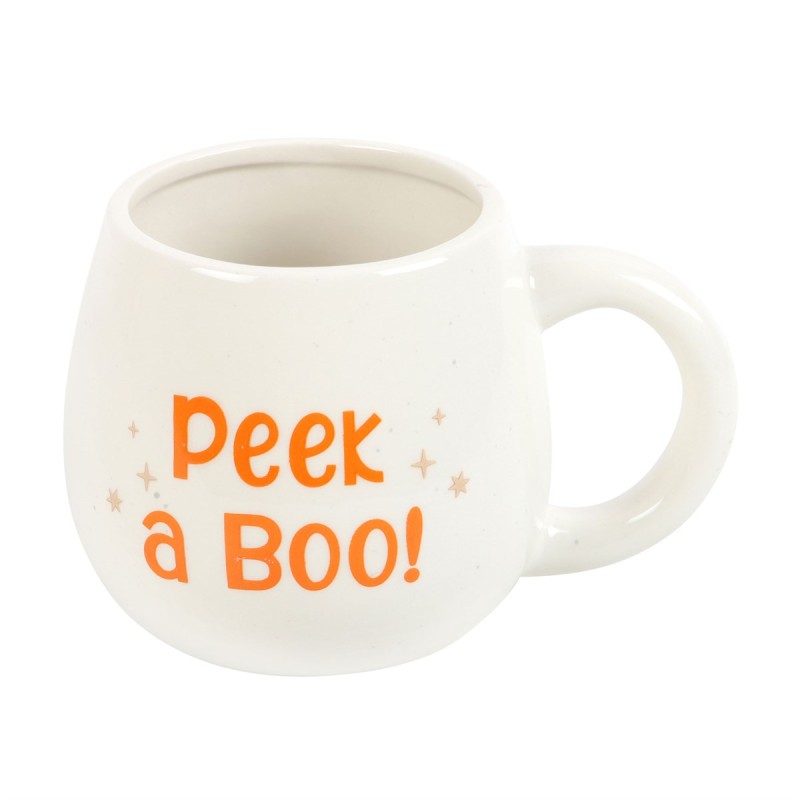 Runde Tasse mit Aufschrift „Peekaboo Ghost“