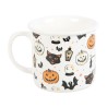 Taza con estampado de calabaza y gato espeluznante