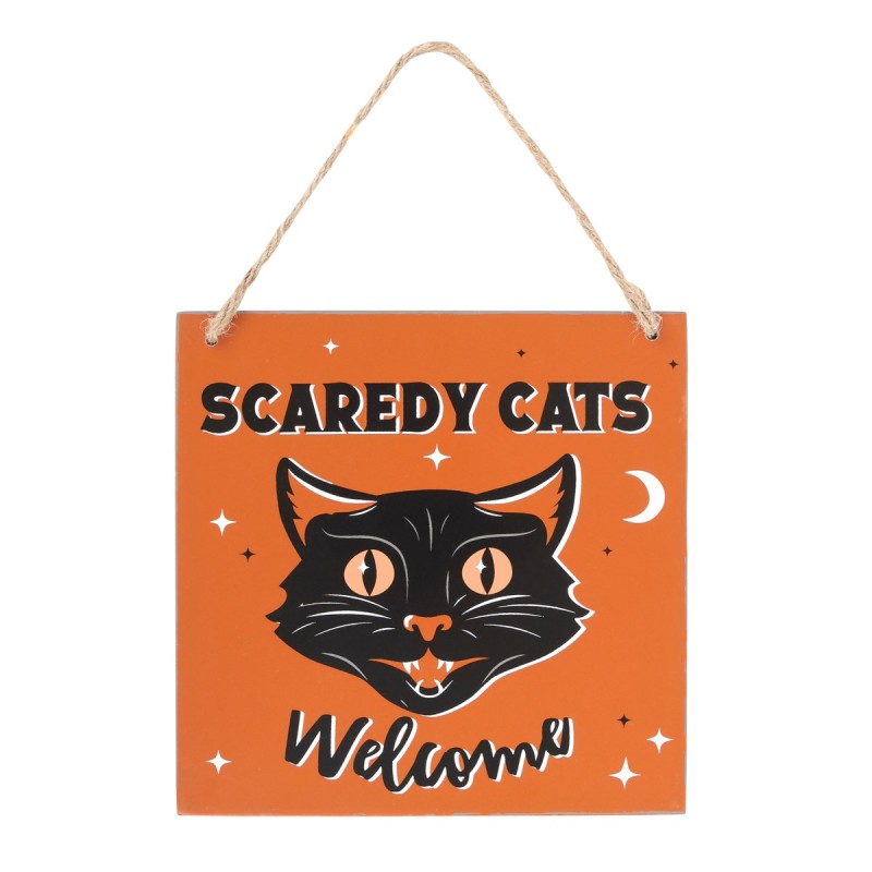 Scaredy Cats Welcome Hanging Sign