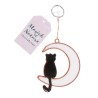 Gato sentado en la luna creciente Suncatcher