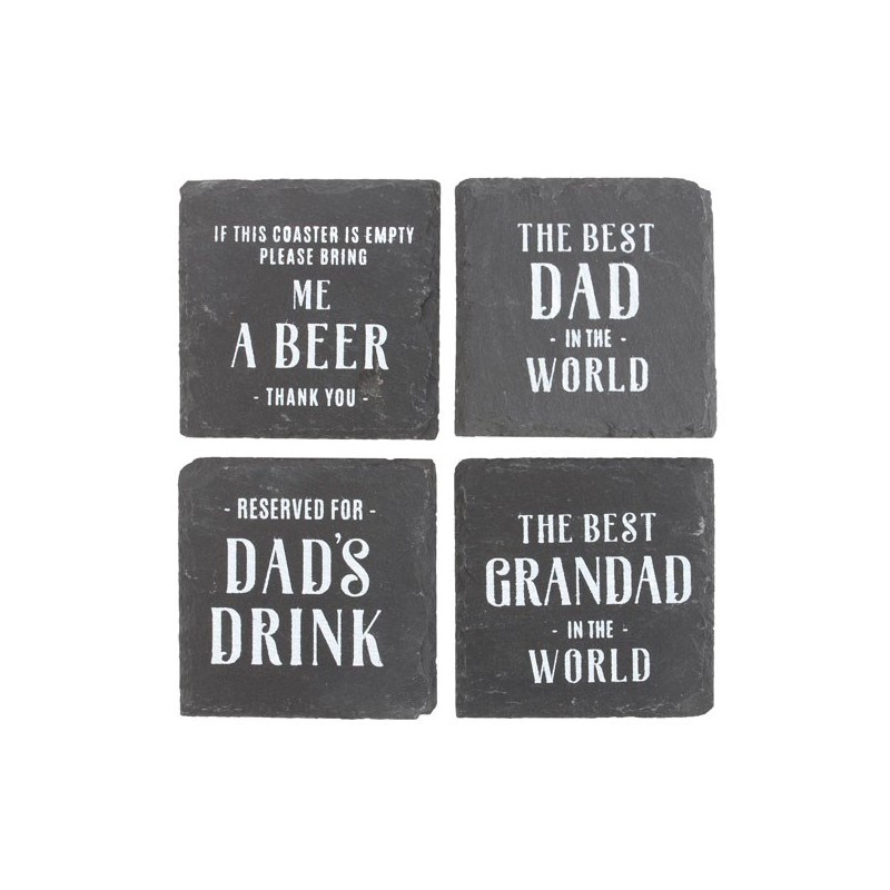 Set of 24 Slate Coasters for Him in Display