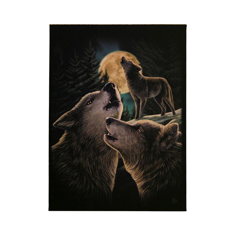 19x25cm Wolf Song Canvas Plaque by Lisa Parker