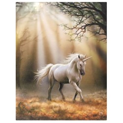 Placa de lienzo Glimpse Of A Unicorn de 19x25 cm de Anne Stokes