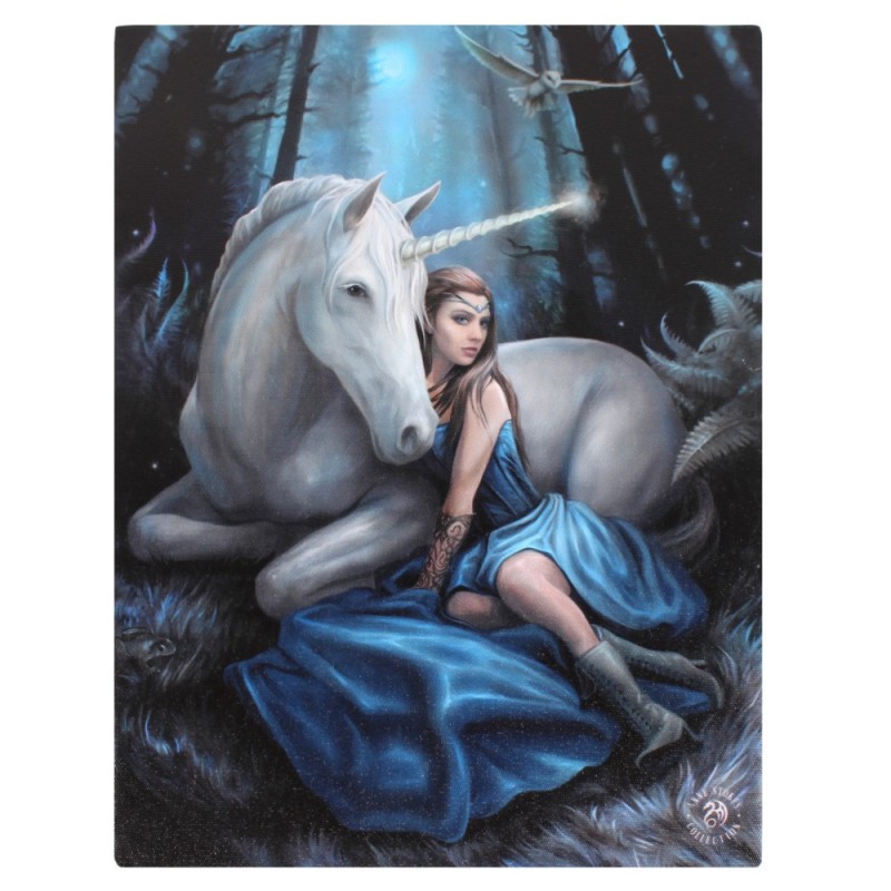 Placa de lienzo Blue Moon de 19x25 cm de Anne Stokes