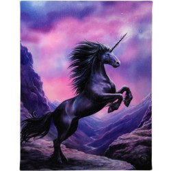 19 x 25 cm schwarzes Einhorn-Leinwandplakat von Anne Stokes