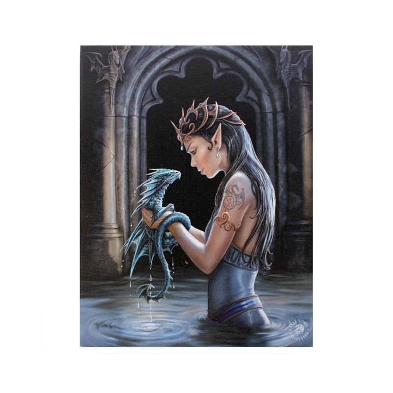 19x25cm Water Dragon Canvas Plaque by Anne Stokes