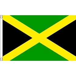 Jamaica Country Large Black Green Yellow Patriotic Flag With Eyelets 5ft x 3ft