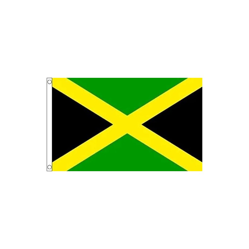 Jamaica Country Large Black Green Yellow Patriotic Flag With Eyelets 5ft x 3ft