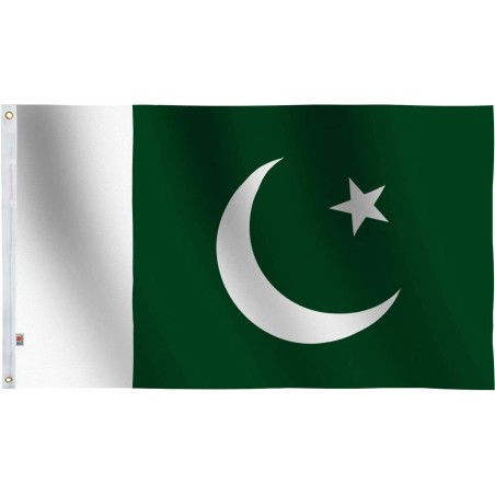 Pakistan Crescent Moon Star Green White Country Sports Independace Day Flag 5x3