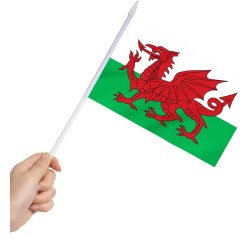 Welsh Red Dragon Green White Cymru Wales Patriotic Hand Party Flag 6" x 4"