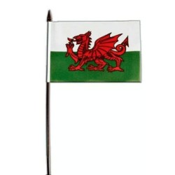 Welsh Red Dragon Green White Cymru Wales Patriotic Hand Party Flag 6" x 4"