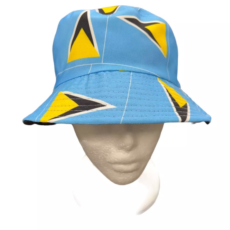 Teens Adult 90s St Lucia Flag Reversible Bucket Fisherman Fancy Dress Sun Hat