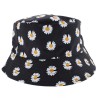 Unisex Teens 90s Adult Black Daisy Daisies Bucket Fisherman Fancy Dress Sun Hat