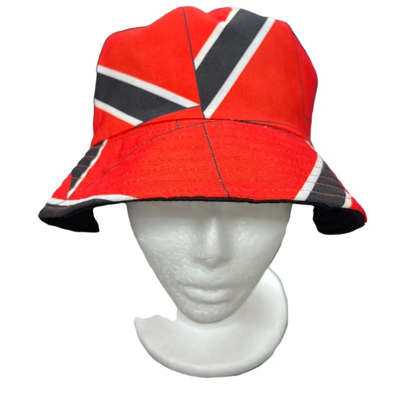 Teens Adult 90s Trinidad Flag Reversible Bucket Fisherman Fancy Dress Sun Hat