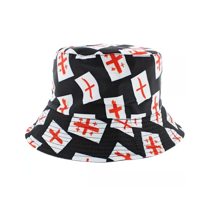 Teens Adult Black England Flag St George Cross Bucket Fisherman Sun Hat Gift