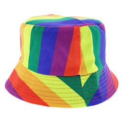 Unisex Teens 90s Adult Rainbow Stripes Bucket Fisherman Fancy Dress Sun Hat