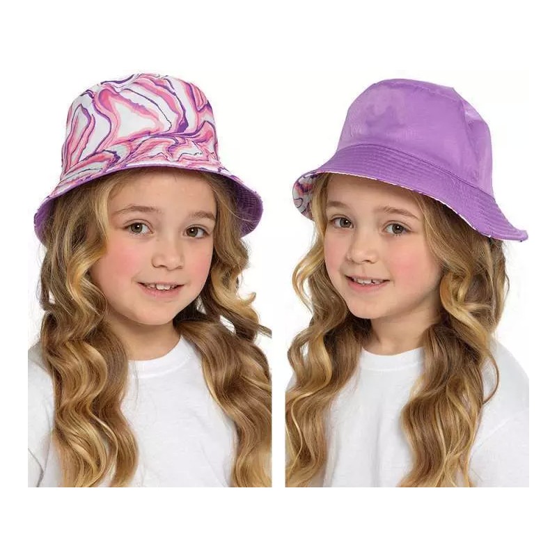 Girls Tie Dye Pink Purple Summer Fisherman Bucket Sun Hat Age 3-6 Or 7-10 Yr