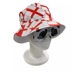 England George Flag Red White Bucket Hat & Football Sunglasses Euro Fancy Dress