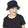 Kids Navy Blue White Check Stripe Reversible Fisherman Bucket Sun Hat 7-10 Years