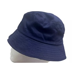 Kids Navy Blue White Check Stripe Reversible Fisherman Bucket Sun Hat 7-10 Years