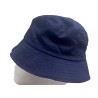 Kids Navy Blue White Check Stripe Reversible Fisherman Bucket Sun Hat 7-10 Years